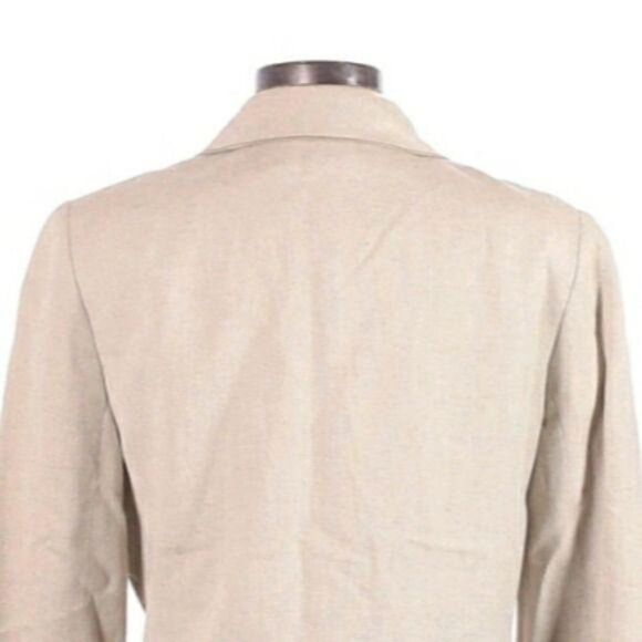 Vintage 80's Harve Benard Linen Safari Button Down Shacket Blazer Tan Sz 12 - Picture 6 of 8